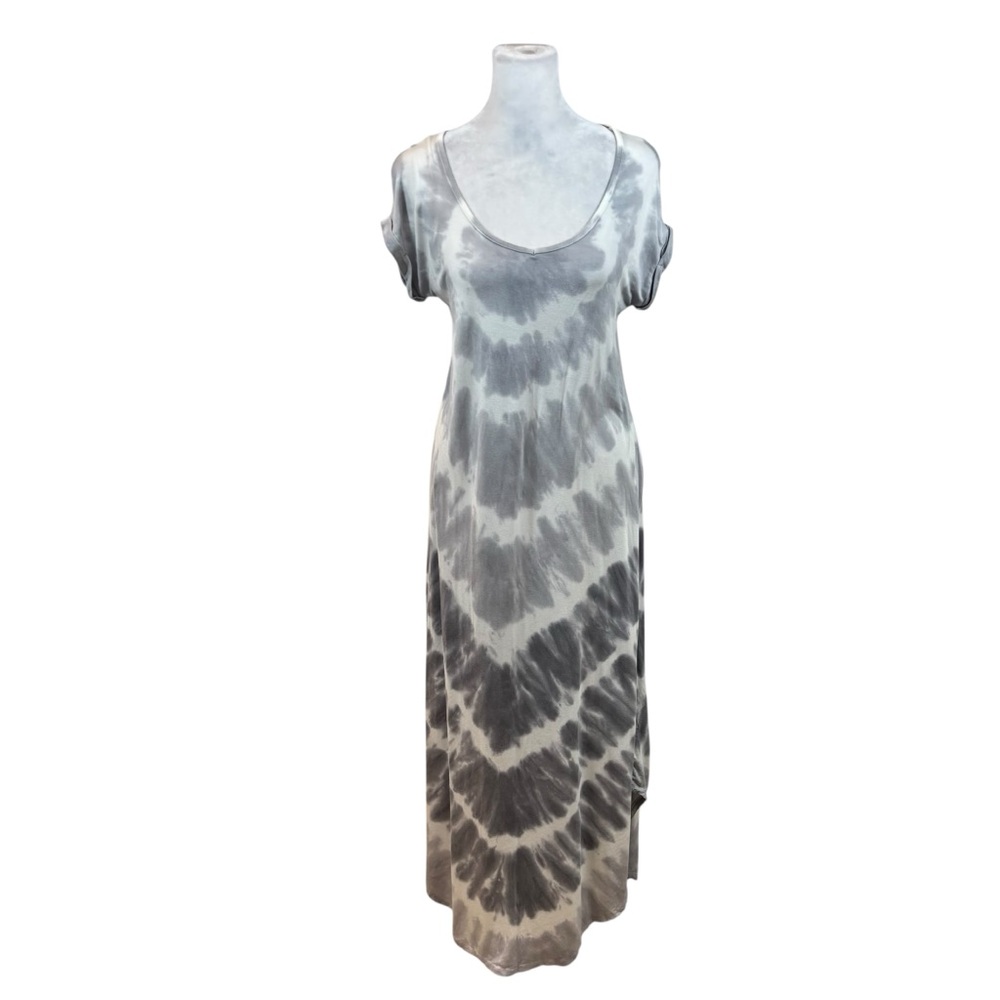 Cable & Gauge Grey Ombre Tie Dyed Short Sleeve Maxi Dress Size Small